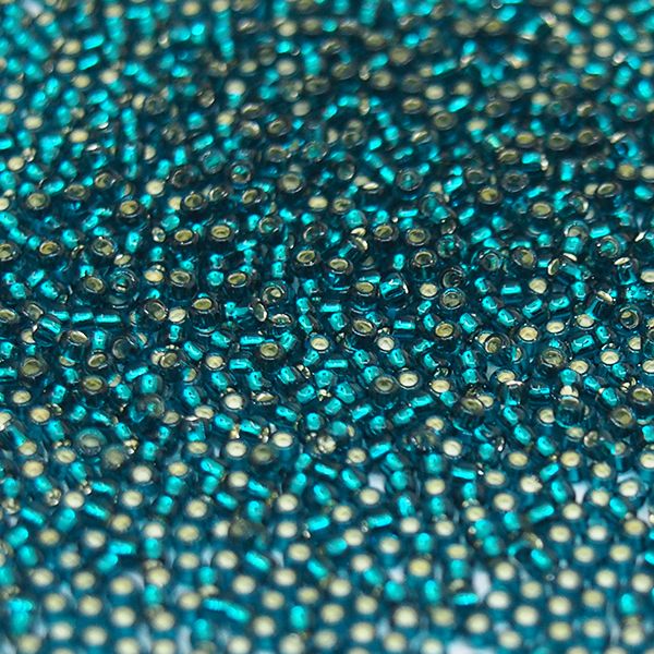 Бисер круглый 15/0 #0027BD Внутреннее серебрение,  сине-зеленый