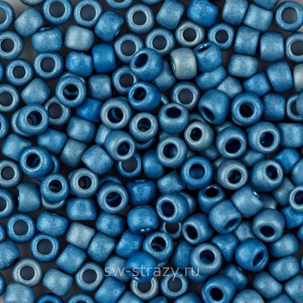 Бисер круглый 8/0 #0511F Металлизированный золотом матовый деним