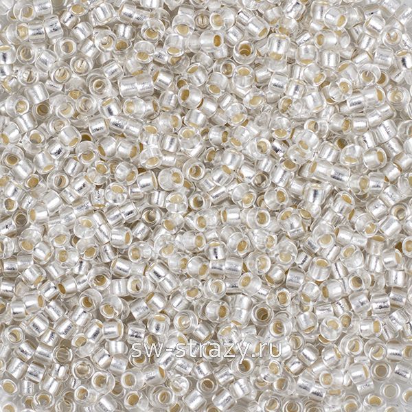 Бисер круглый 15/0 #0021F Внутреннее серебрение, матовый,хрусталь