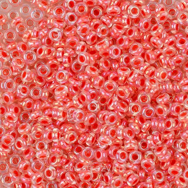 Demi Round 11/0 #0779 Окрашенный изнутри радужный, хрусталь/розовый