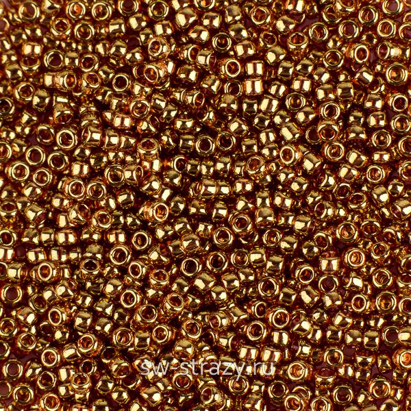 Бисер круглый 15/0 #0421 Золотой глянец прозрачный розовый